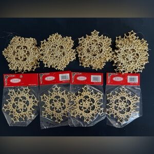 28 Gold Sparkle 4.5” Snowflake Christmas Ornaments Tree, Window or Decor NEW